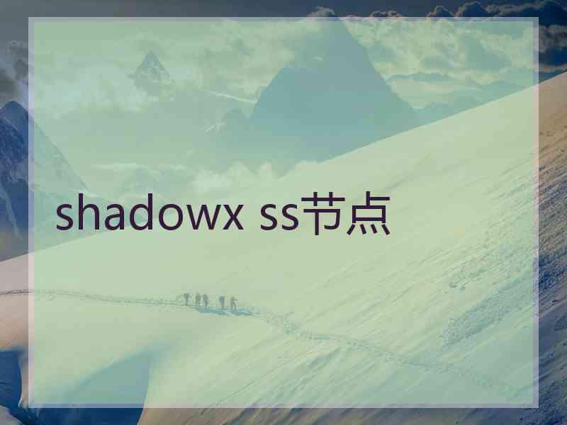 shadowx ss节点