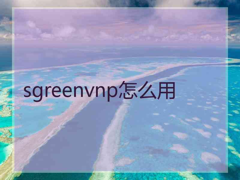 sgreenvnp怎么用